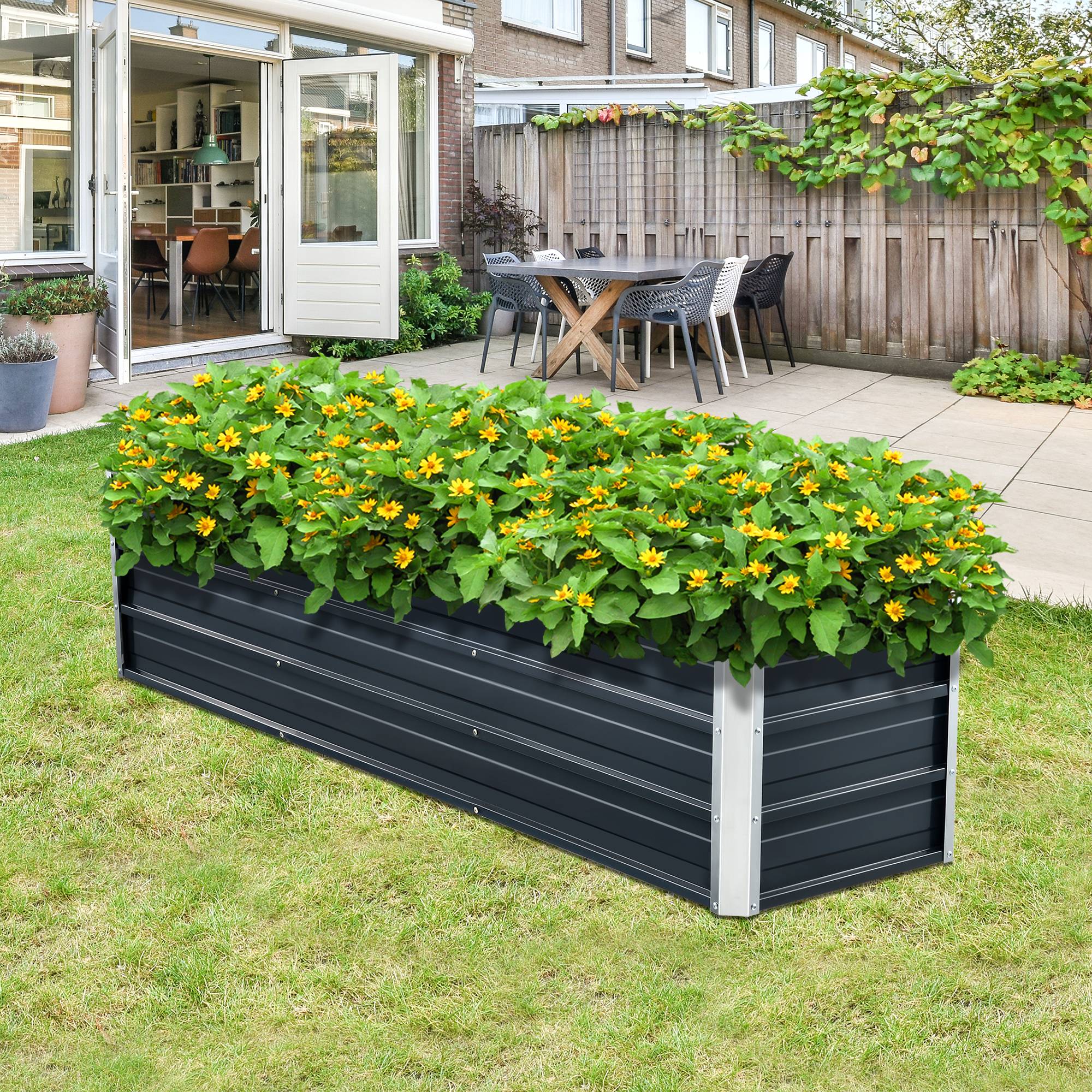 Jardinière Nijmegen à 2 barres de séparation 183 x 47 x 40 cm anthracite [en.casa] - Imagen 2