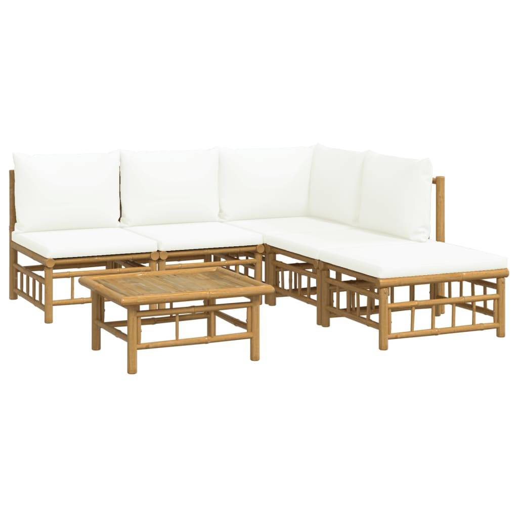 Vidaxl - Salon de jardin 6 pcs avec coussins blanc crème bambou vidaXL 3155199 - Imagen 3