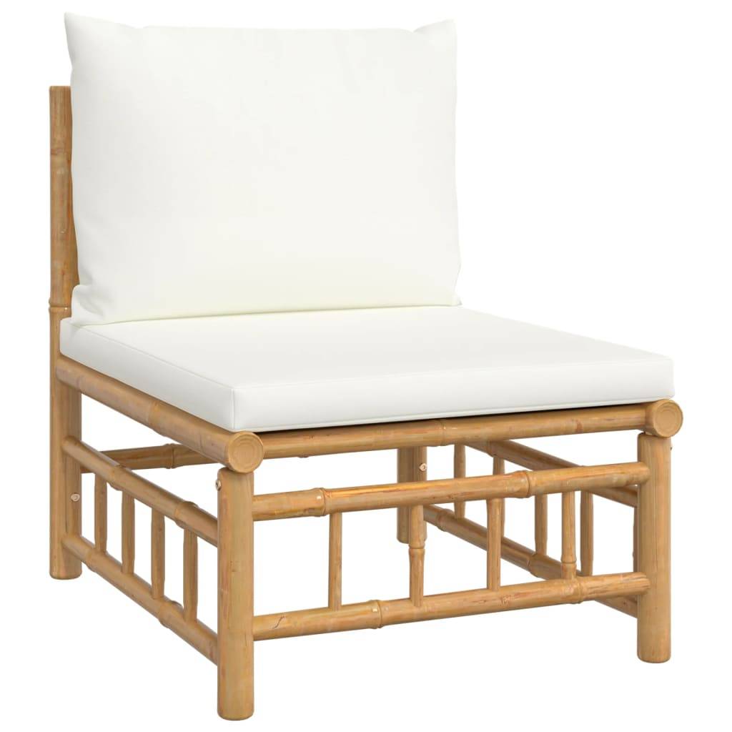Vidaxl - Salon de jardin 6 pcs avec coussins blanc crème bambou vidaXL 3155199 - Imagen 4