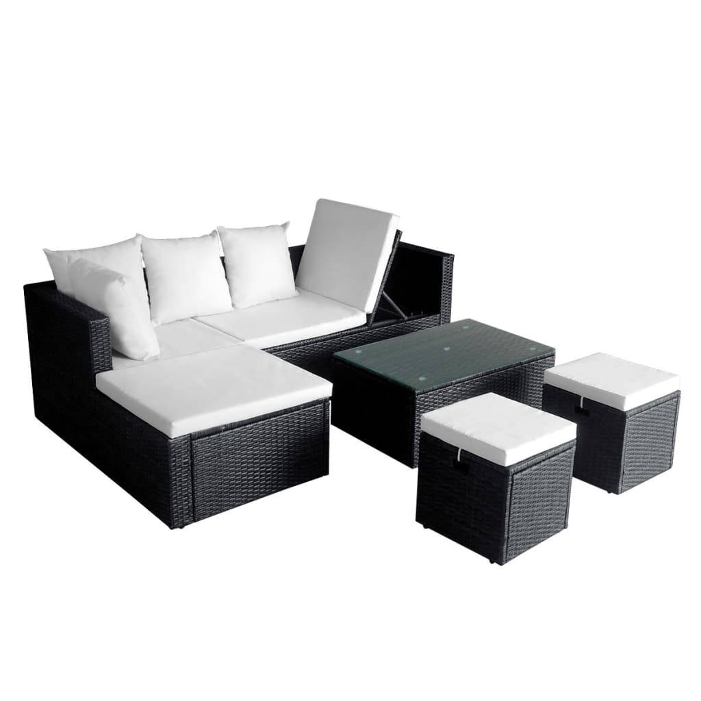 Vidaxl - Salon de jardin 4 pcs avec coussins Résine tressée Noir vidaXL 42586 - Image 2