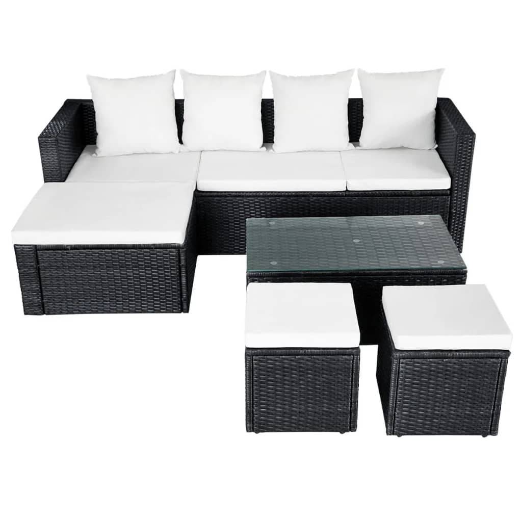 Vidaxl - Salon de jardin 4 pcs avec coussins Résine tressée Noir vidaXL 42586 - Image 5