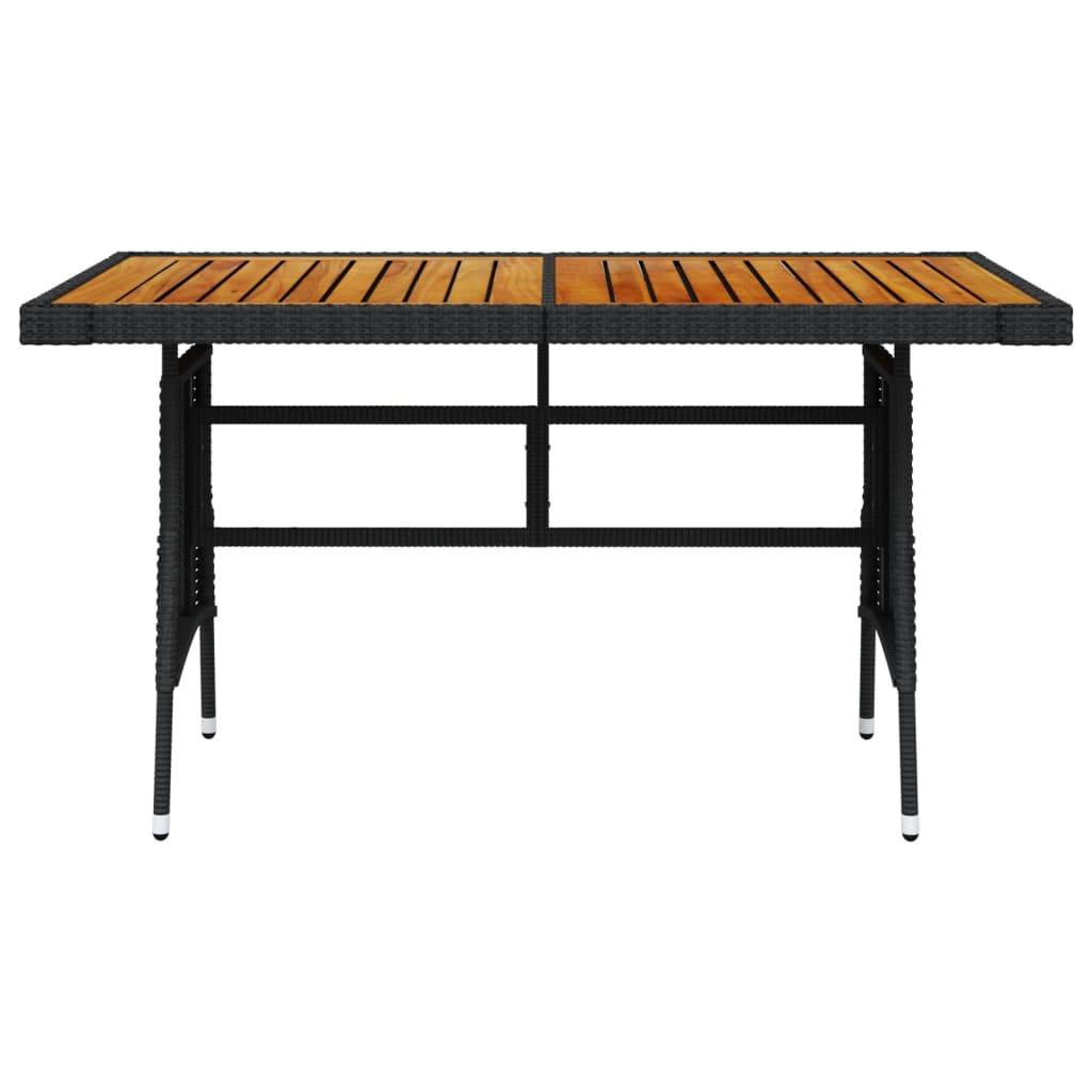 ComfortXL - Table de Jardin Noire 130x70cm, Plateau en Bois d'Acacia et Structure en Résine Tressée – ComfortXL Outdoor Living - Image 2