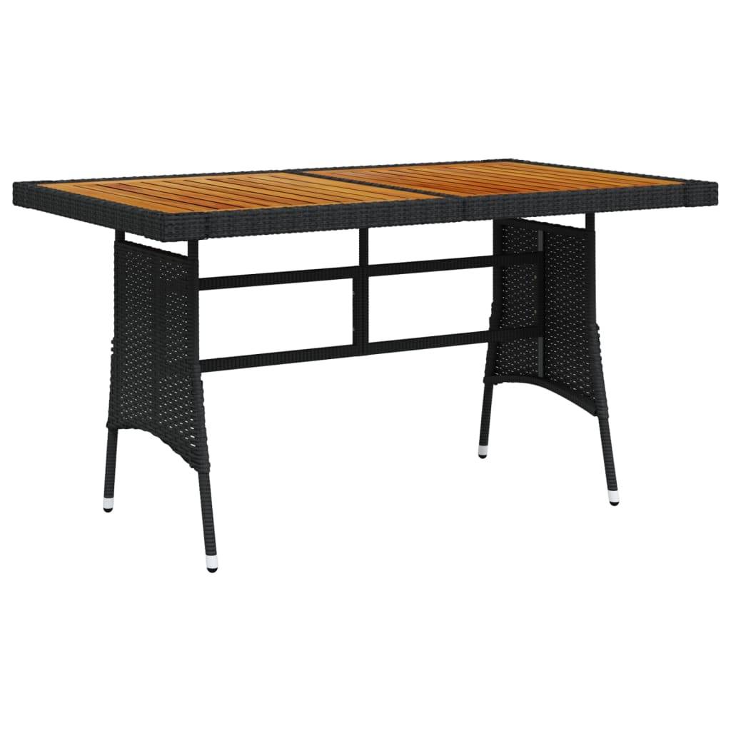 ComfortXL - Table de Jardin Noire 130x70cm, Plateau en Bois d'Acacia et Structure en Résine Tressée – ComfortXL Outdoor Living
