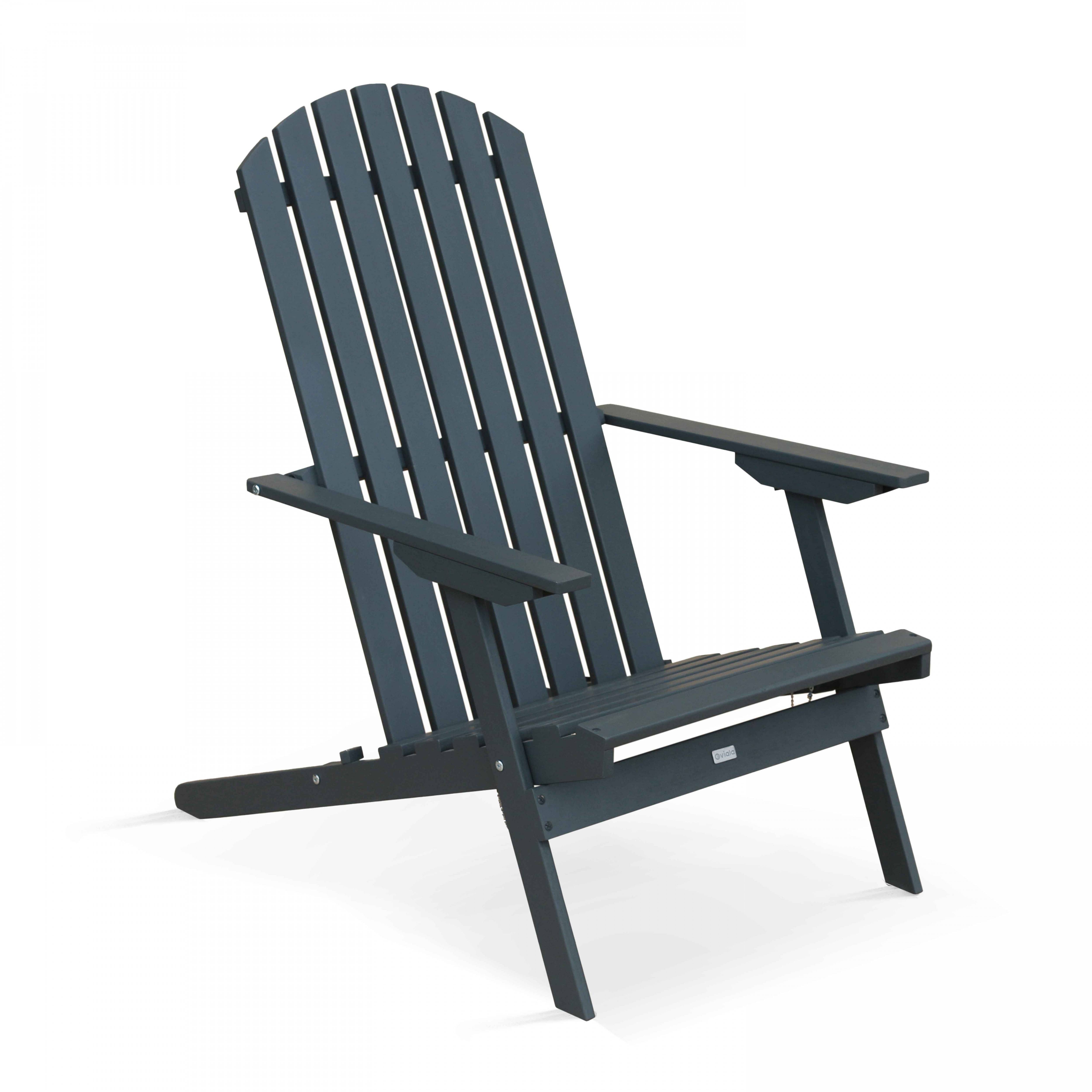 Oviala - Fauteuil relax pliant en bois d'eucalyptus gris - Oviala - Imagen 1