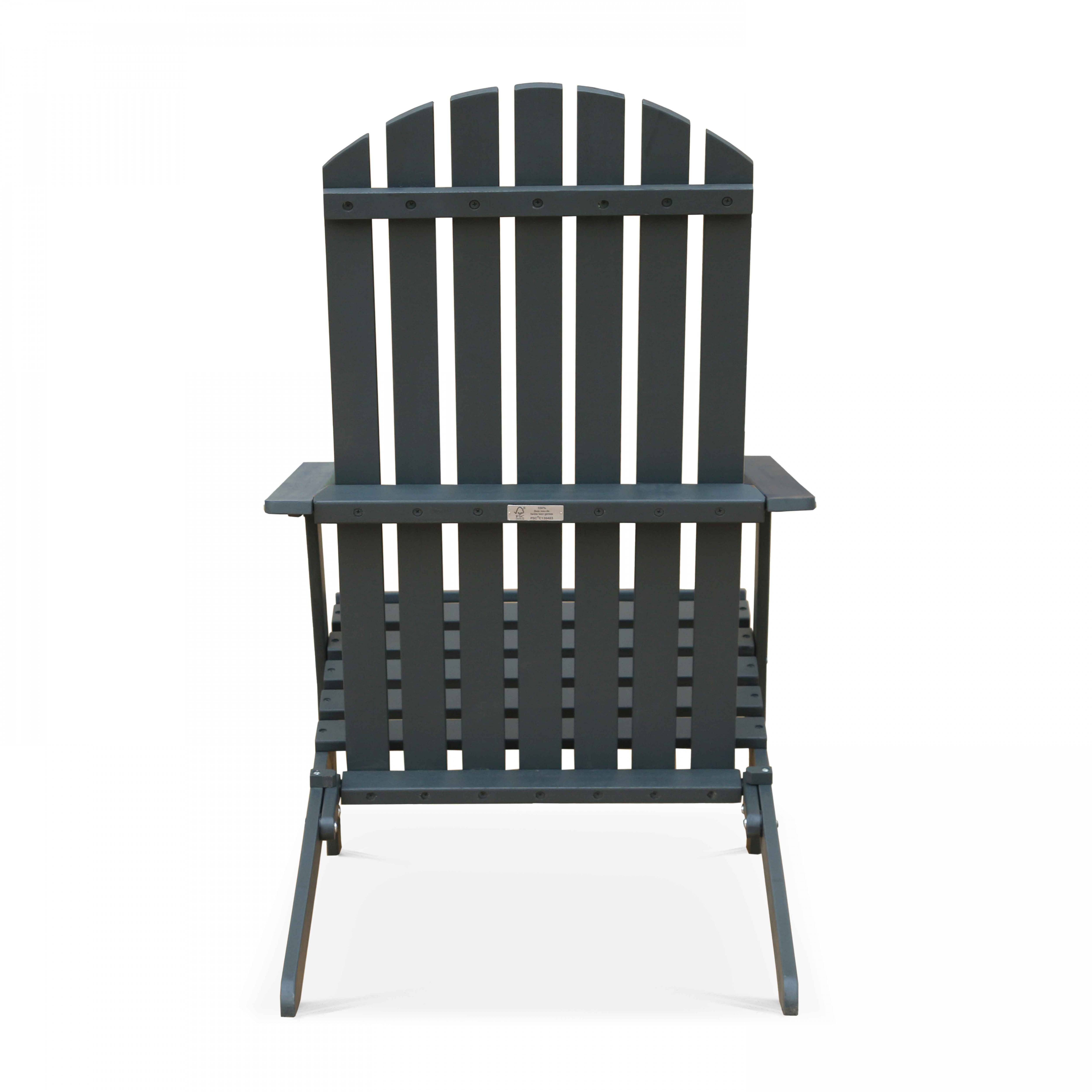 Oviala - Fauteuil relax pliant en bois d'eucalyptus gris - Oviala - Imagen 4