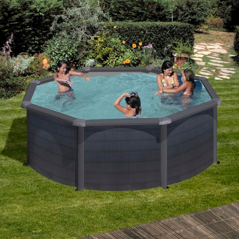Piscine ronde Kea 300 x 120 cm avec parois en acier graphite