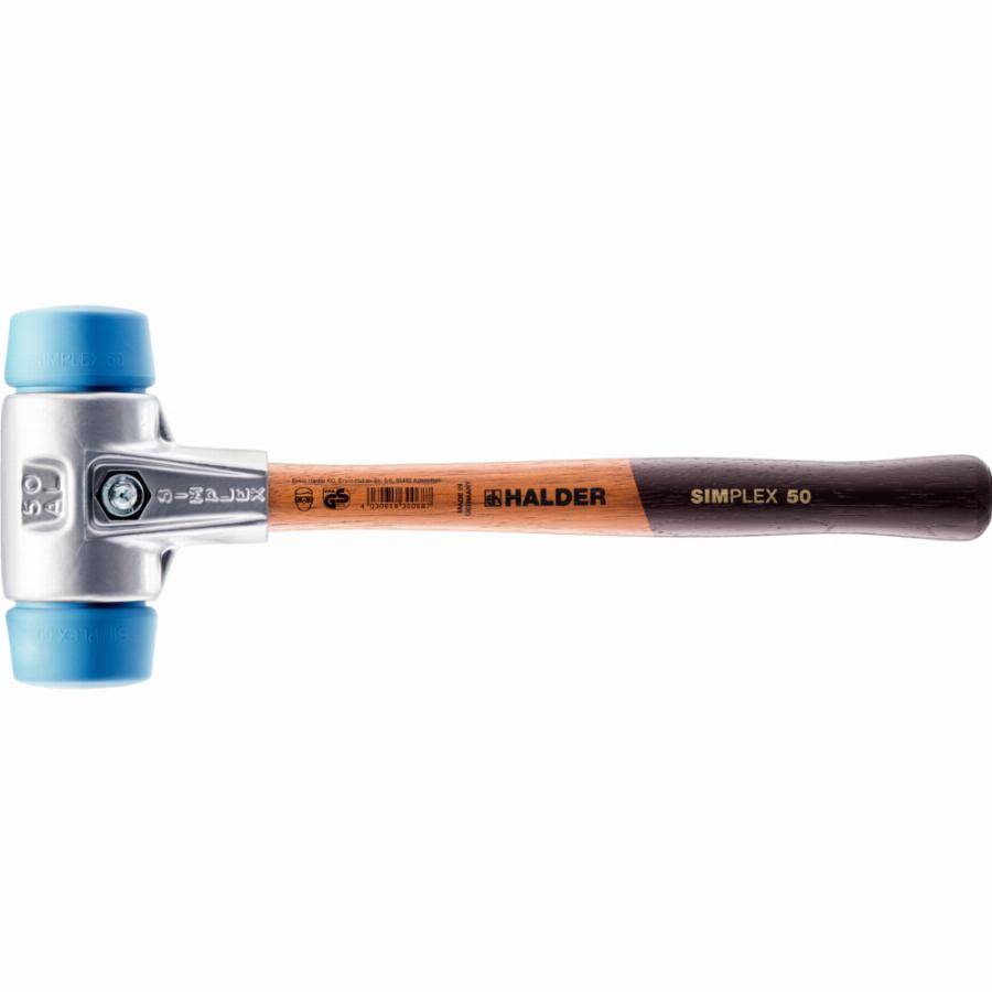 Maillet HALDER SIMPLEX TPE souple avec boîtier en aluminium et manche en bois - D=50 mm - 3101.050