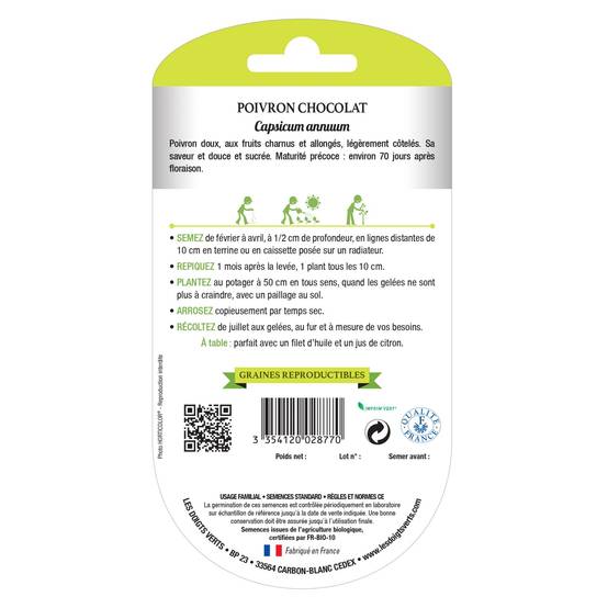 Graines poivron chocolat BIO Les Doigts Verts - Image 2