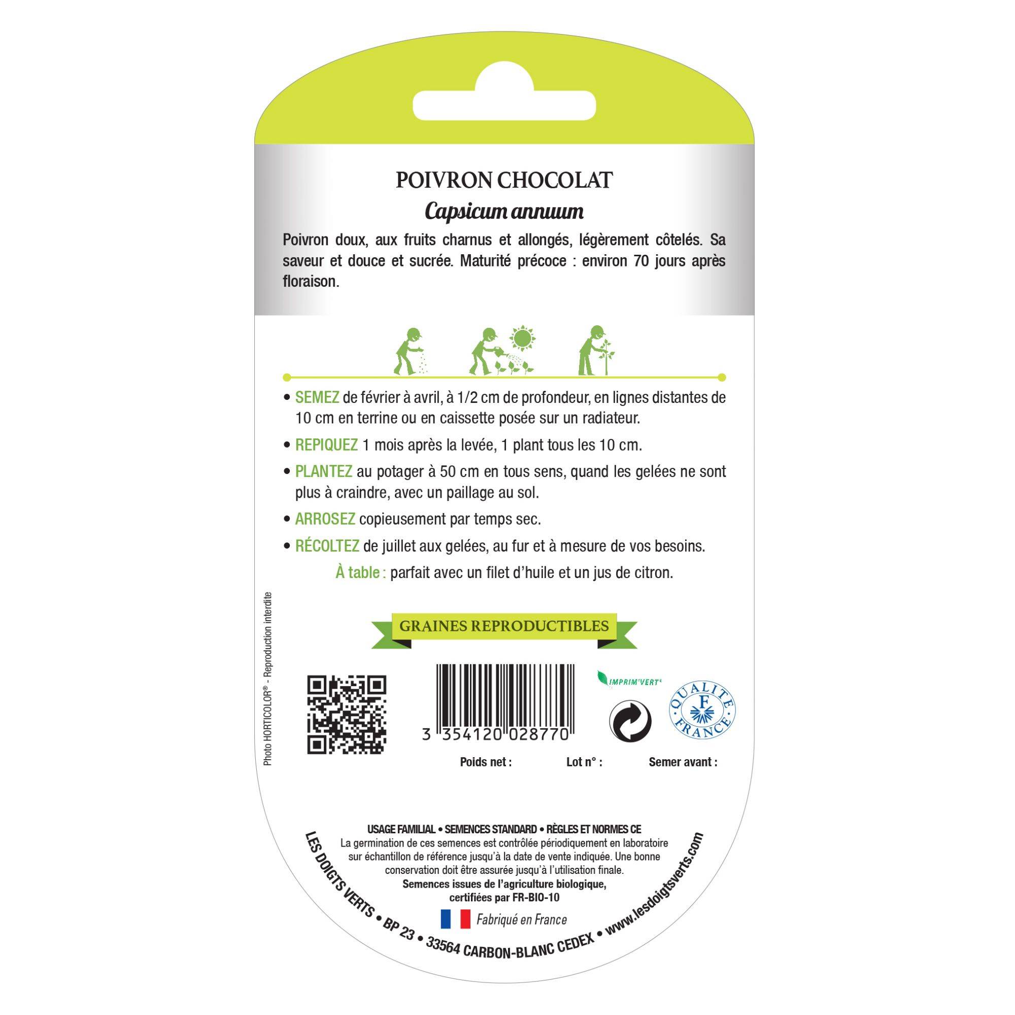 Graines poivron chocolat BIO Les Doigts Verts - Image 2