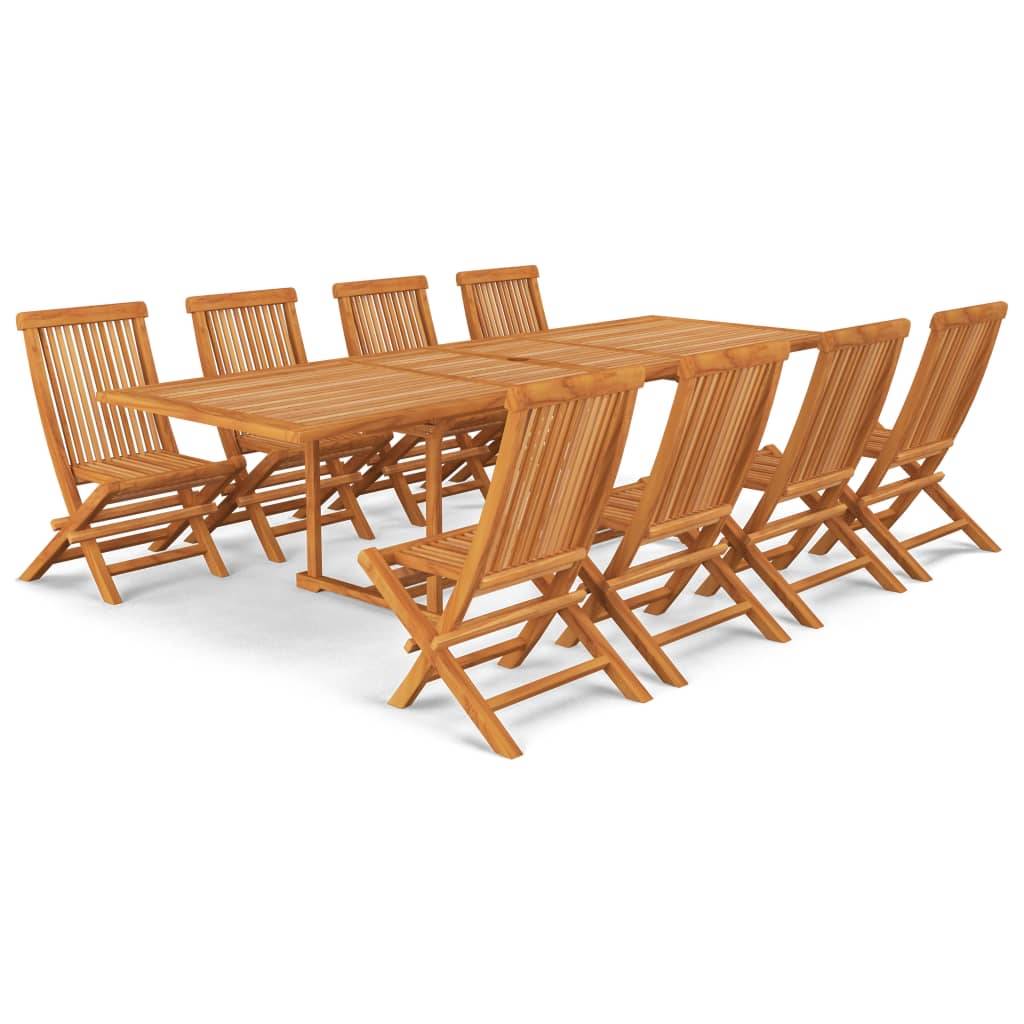 Salon de jardin meuble d'extérieur ensemble de mobilier 9 pièces bois de teck massif - Image 1