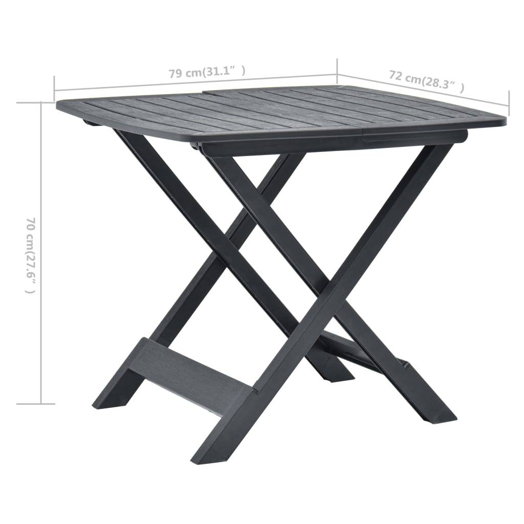 Vidaxl - Table pliable de jardin Anthracite 79x72x70 cm Plastique vidaXL 48792 - Imagen 3