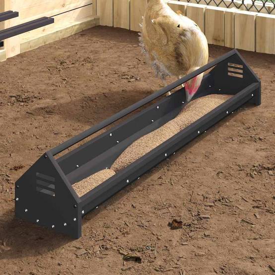 Auge Poule Acier Jardin Bac Nourrissage Anti-Gaspillage Noir - ComfortXL Outdoor Living - Image 1