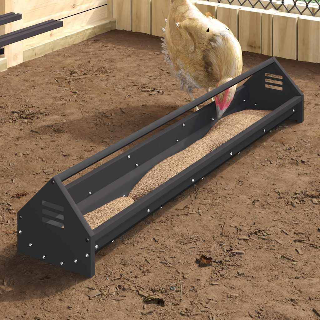 Auge Poule Acier Jardin Bac Nourrissage Anti-Gaspillage Noir - ComfortXL Outdoor Living - Image 1