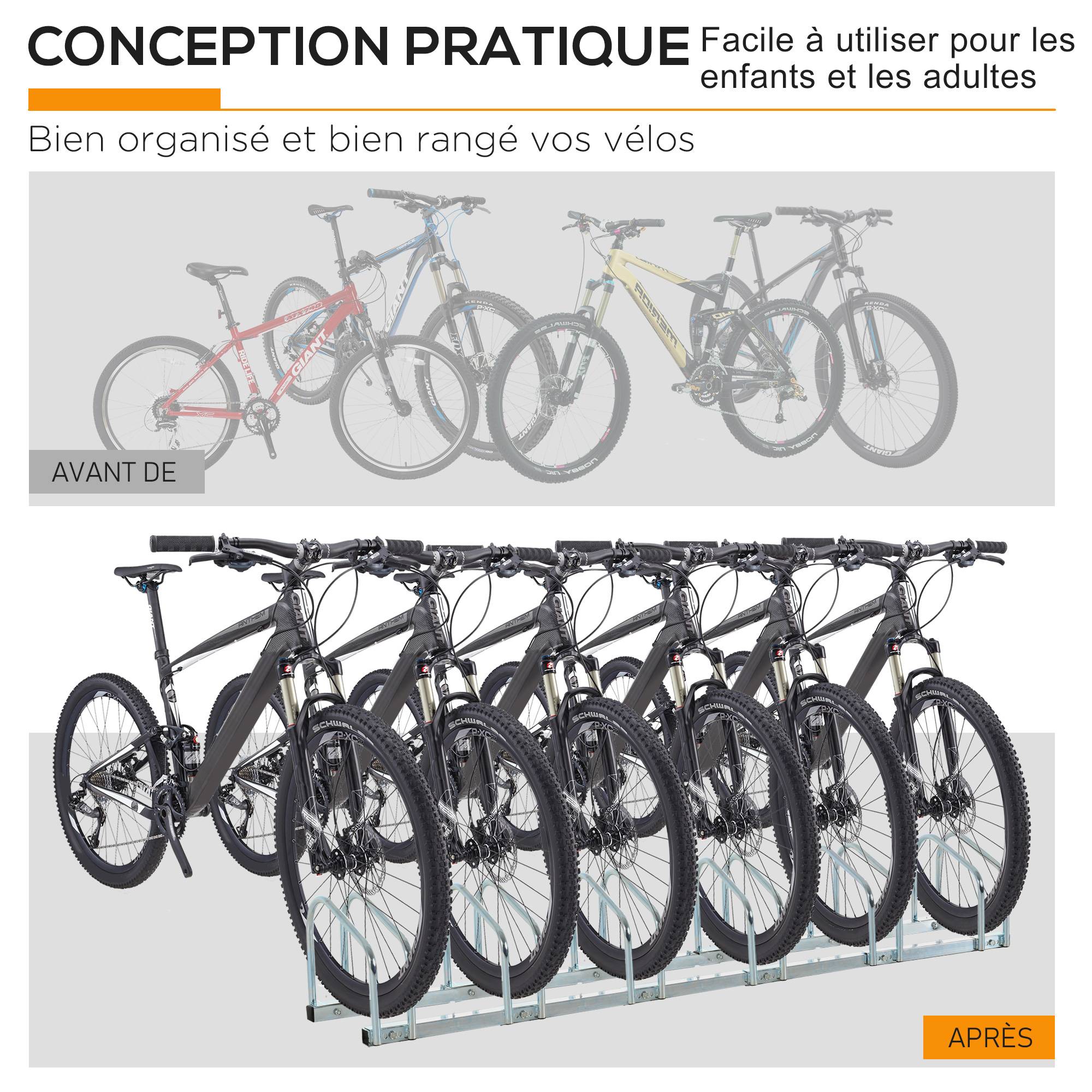 Râtelier pour 6 vélos acier argent 179 x 33 x 27 cm - PANGIVO - Image 9