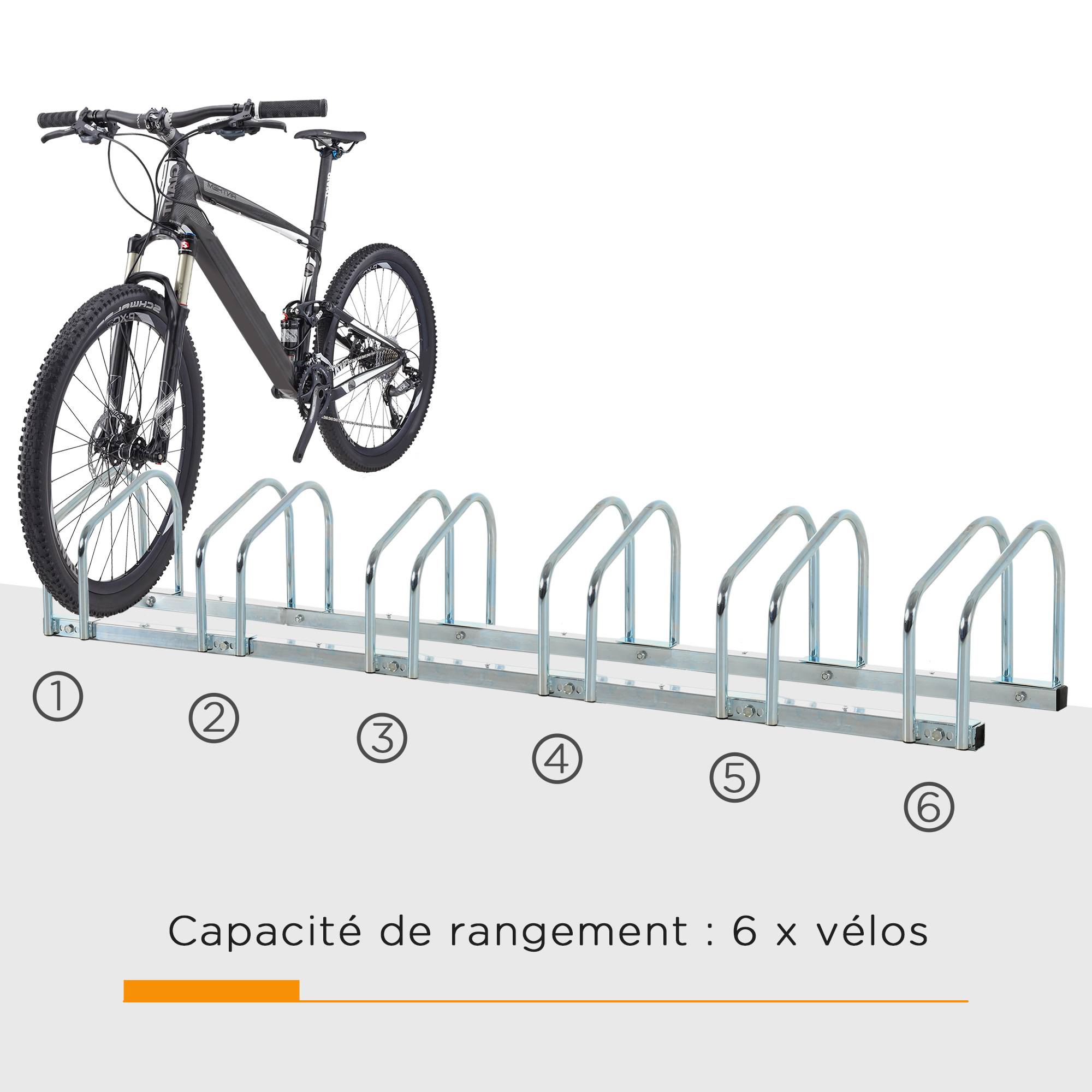 Râtelier pour 6 vélos acier argent 179 x 33 x 27 cm - PANGIVO - Image 6