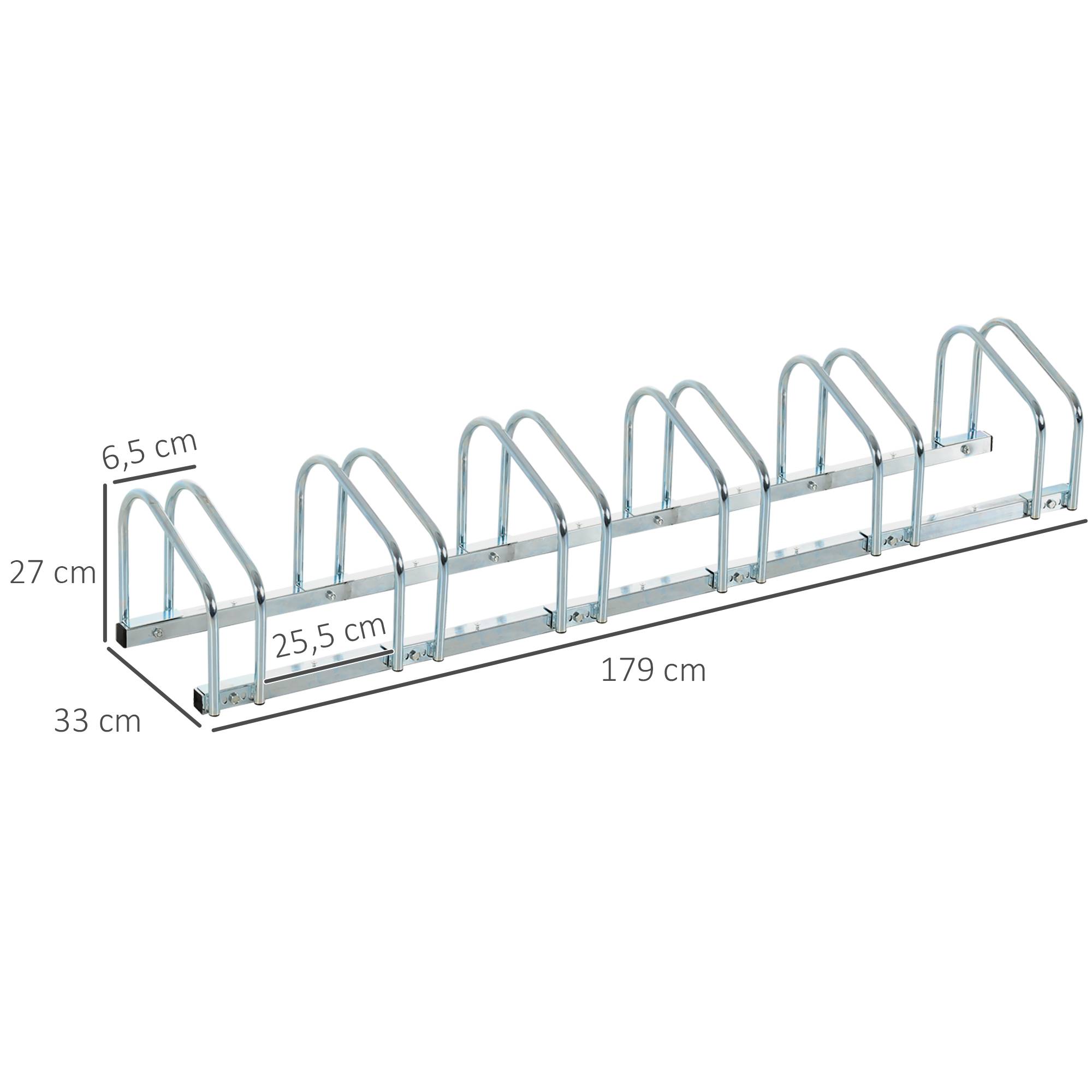Râtelier pour 6 vélos acier argent 179 x 33 x 27 cm - PANGIVO - Image 5