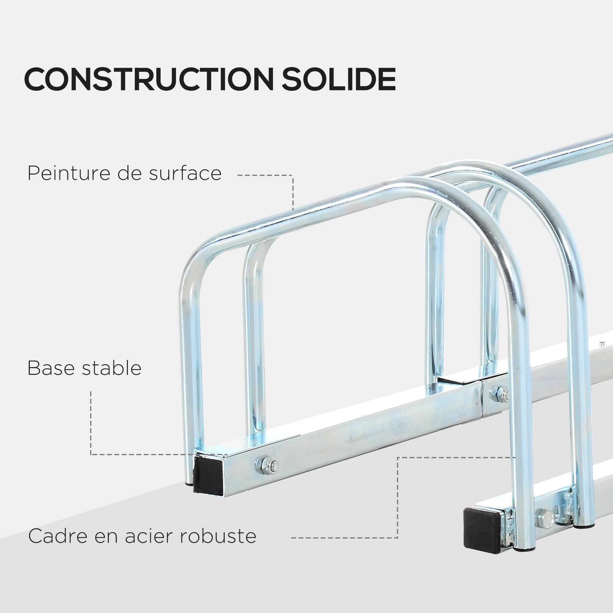 Râtelier pour 6 vélos acier argent 179 x 33 x 27 cm - PANGIVO - Image 10