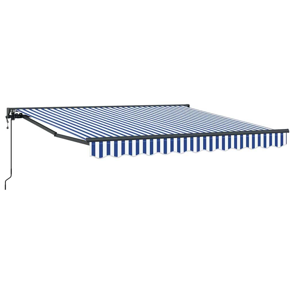 Store Banne Motorisé Toile Polyester et Métal Anti-UV pour Balcon Extérieur Bleu et Blanc 300x250cm – ComfortXL Outdoor Living - Image 2