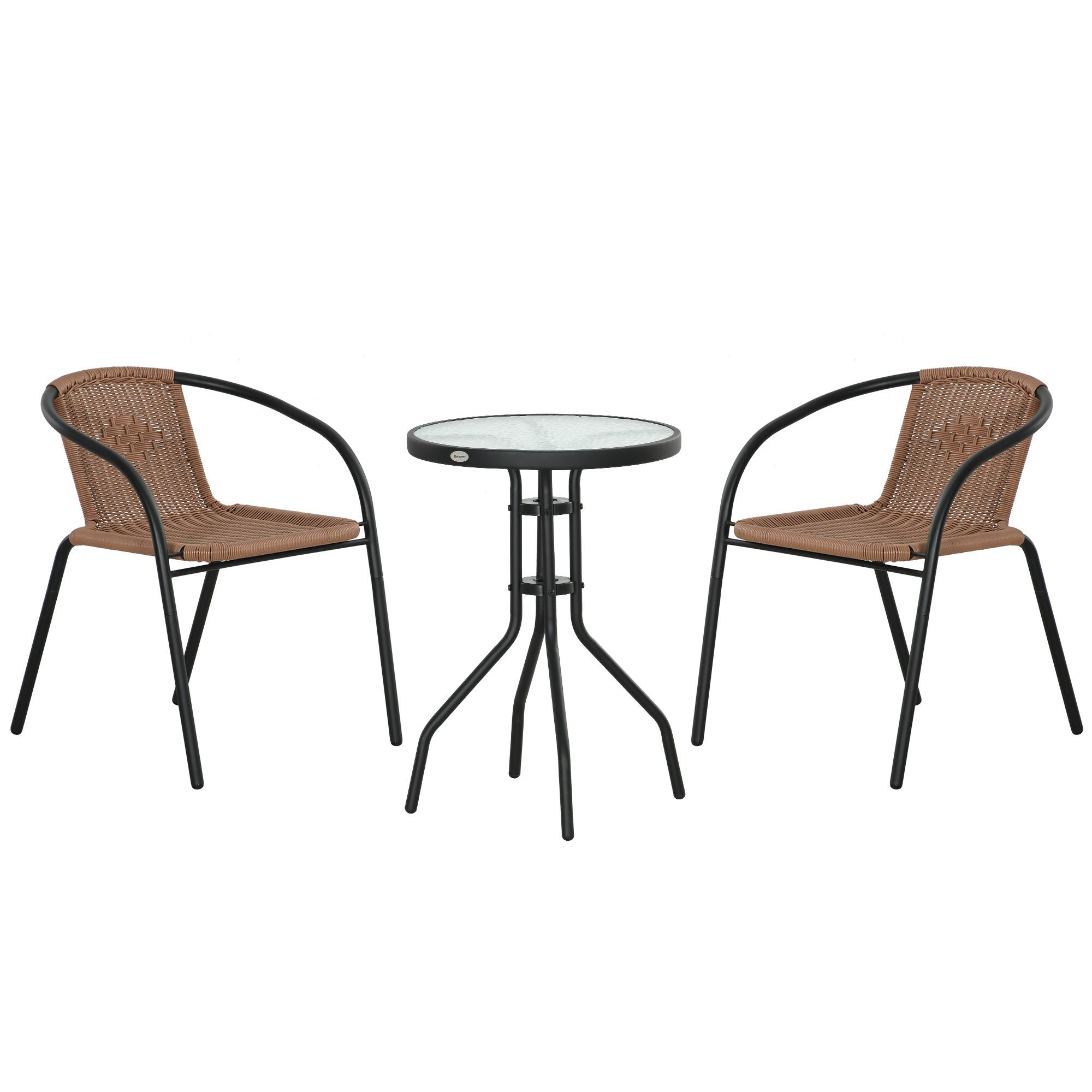 Outsunny - Ensemble bistro jardin style néo-rétro 2 places 3 pièces marron noir - Outsunny - Imagen 1