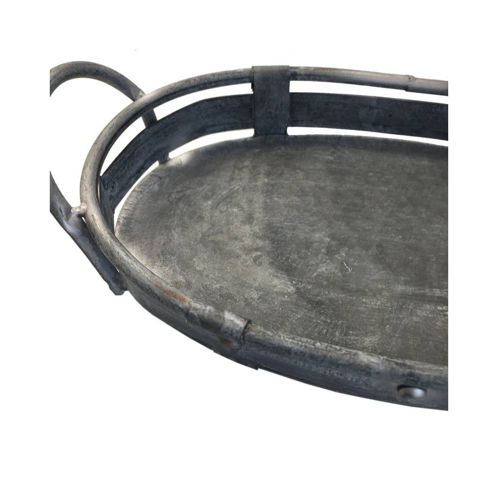 Set de 3 plateaux en métal gris L.47-40-31 cm Chemin de campagne - Imagen 4