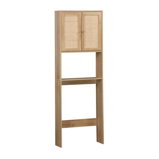 Etagère meuble WC décor bois et cannage Bohème 1 étagère 64 x 20 x 180 cm naturel | sweeek - Image 2