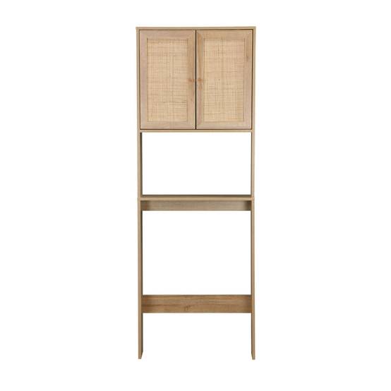Etagère meuble WC décor bois et cannage Bohème 1 étagère 64 x 20 x 180 cm naturel | sweeek - Image 5