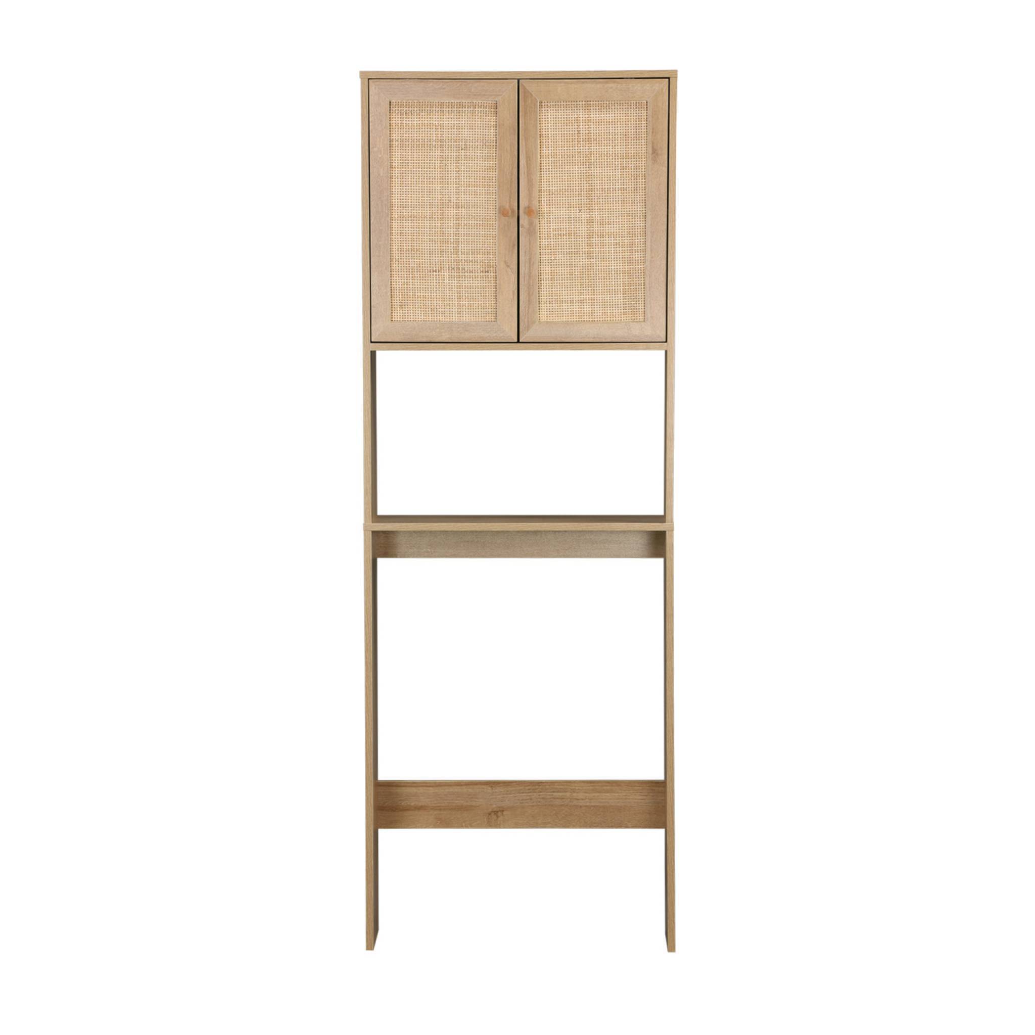 Etagère meuble WC décor bois et cannage Bohème 1 étagère 64 x 20 x 180 cm naturel | sweeek - Image 5