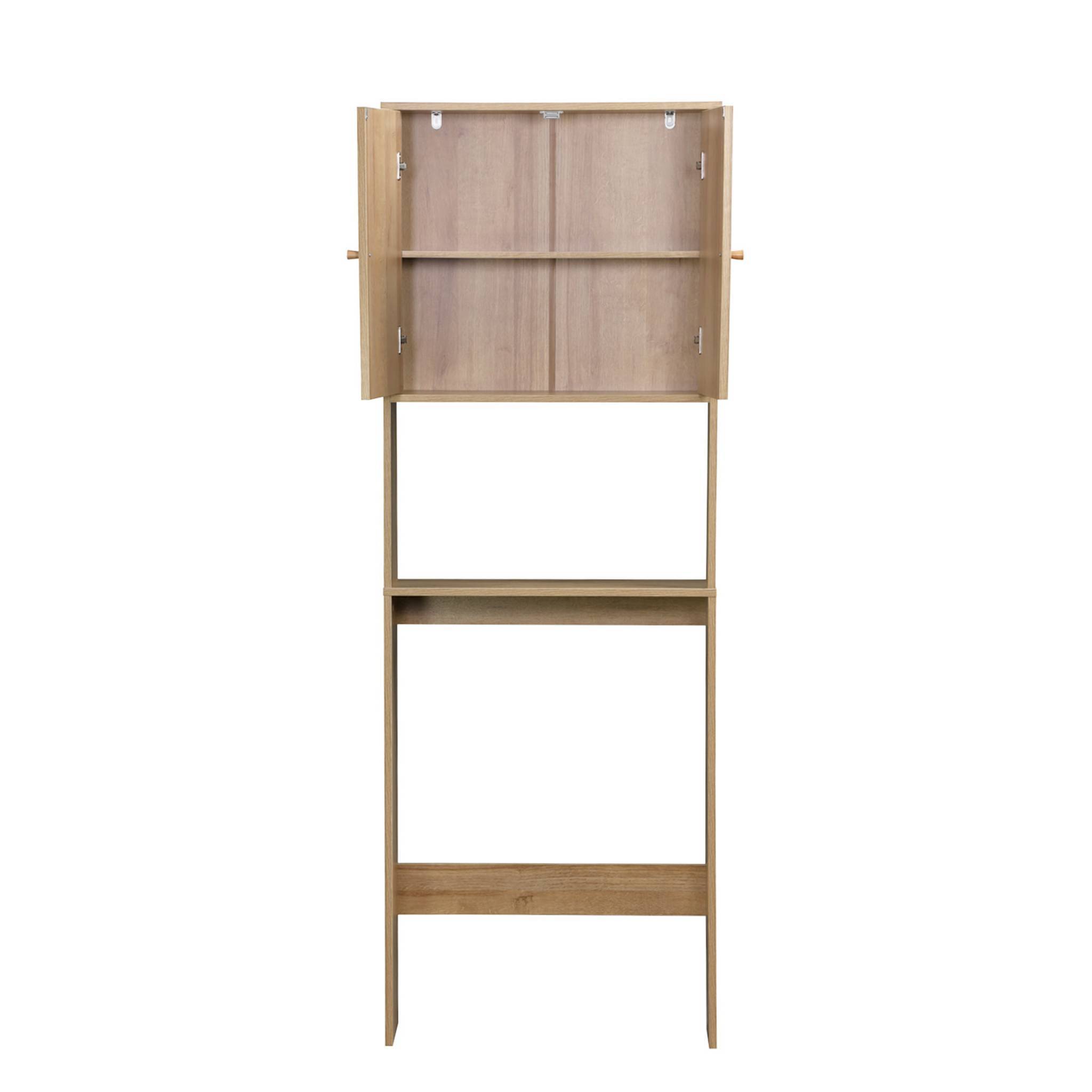 Etagère meuble WC décor bois et cannage Bohème 1 étagère 64 x 20 x 180 cm naturel | sweeek - Image 3