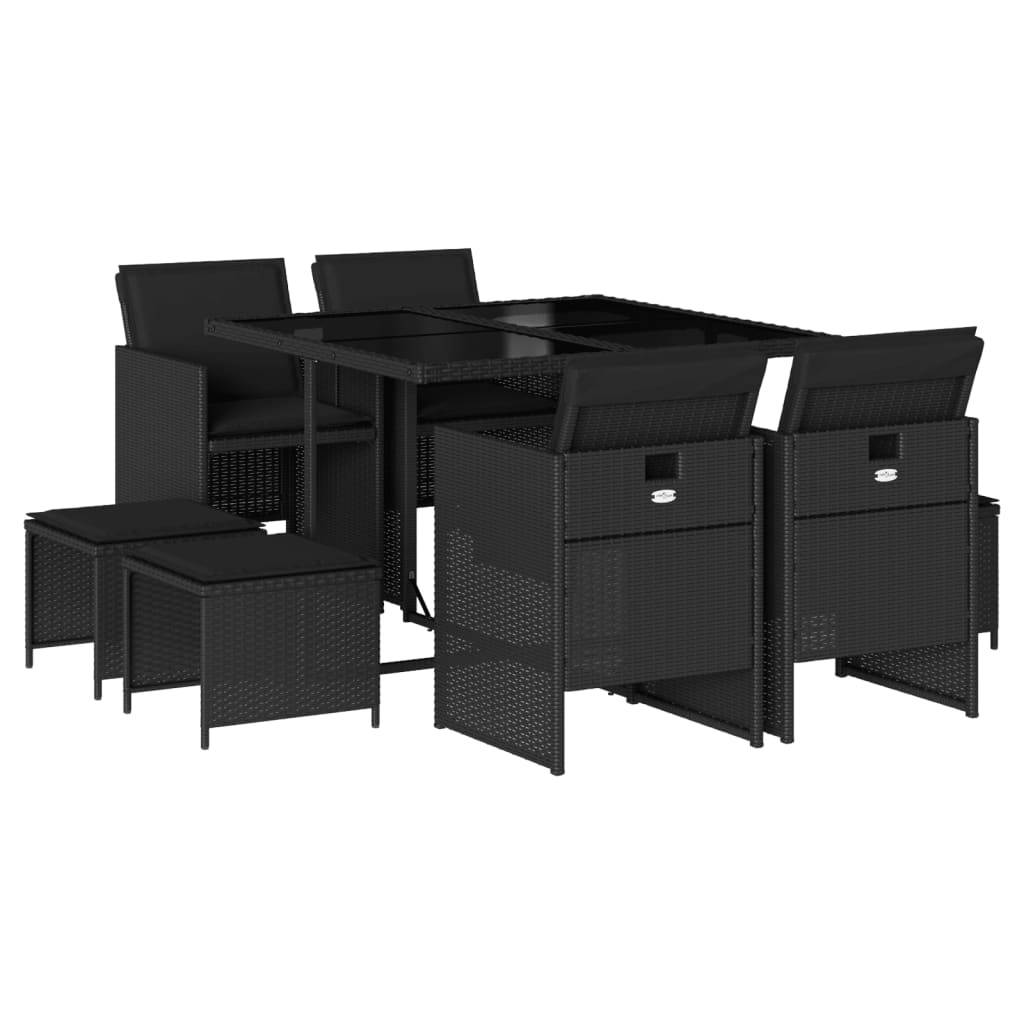 Table et Chaises de Jardin Cube 8 Places, Rangement Optimisé, Résine et Coussins Noirs – ComfortXL Outdoor Living - Image 2