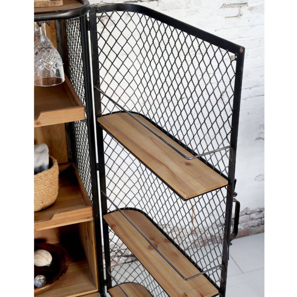 Chemin De Campagne - Meuble desserte roulettes chariot cuisine bois marron fer noir 116.5cm Chemin de campagne - Imagen 6