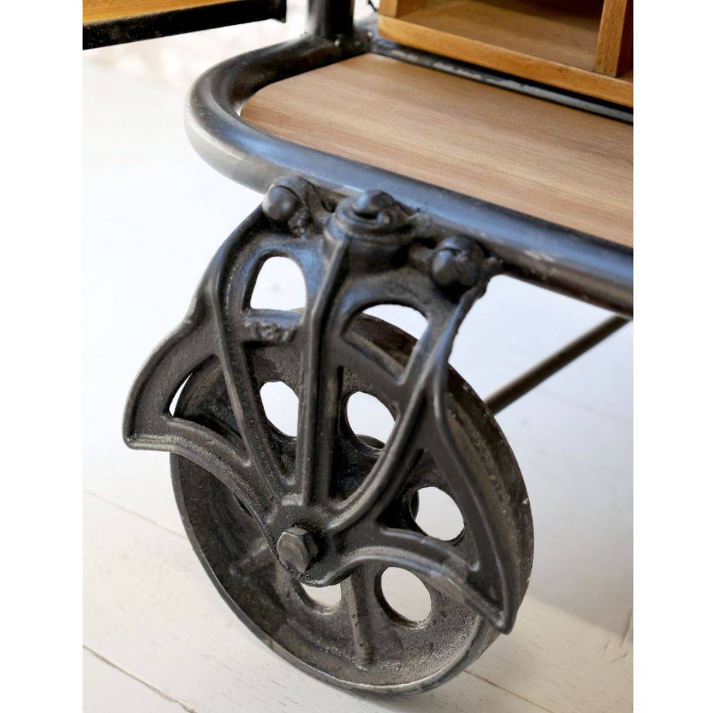 Chemin De Campagne - Meuble desserte roulettes chariot cuisine bois marron fer noir 116.5cm Chemin de campagne - Imagen 7