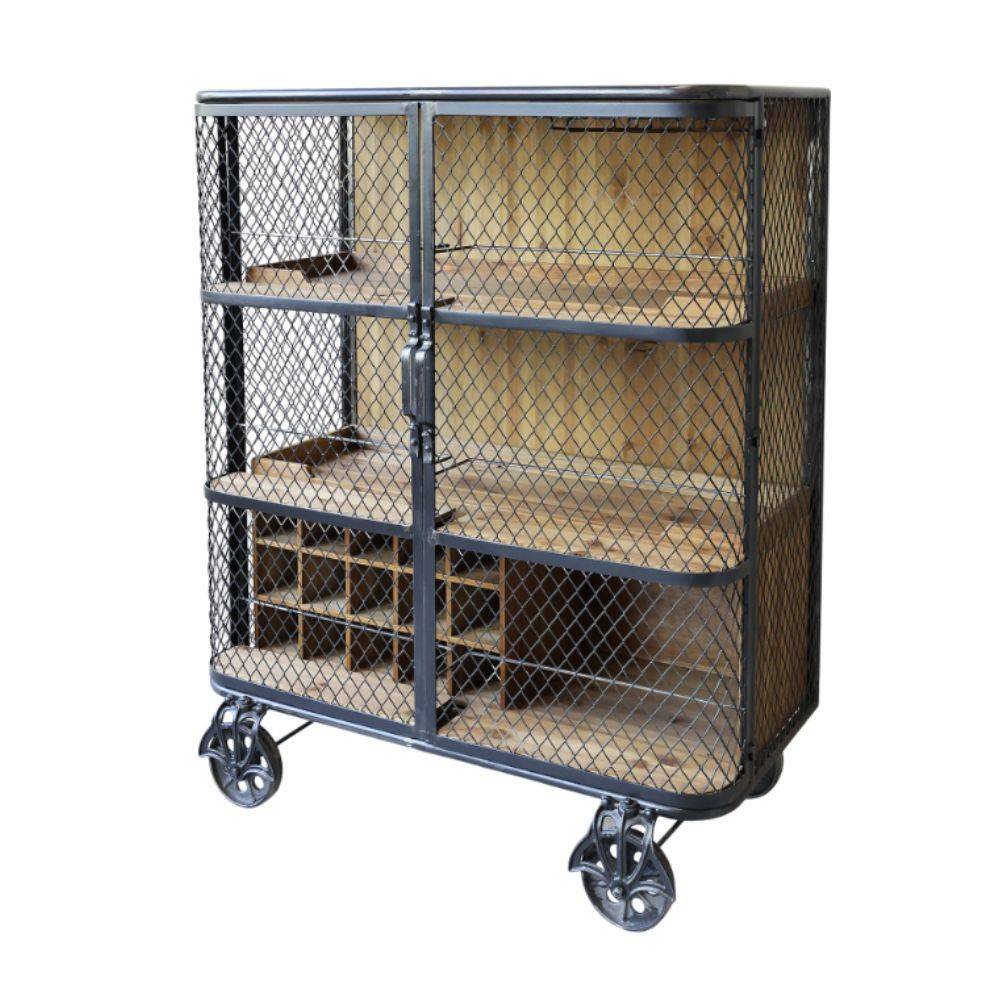 Chemin De Campagne - Meuble desserte roulettes chariot cuisine bois marron fer noir 116.5cm Chemin de campagne - Imagen 1
