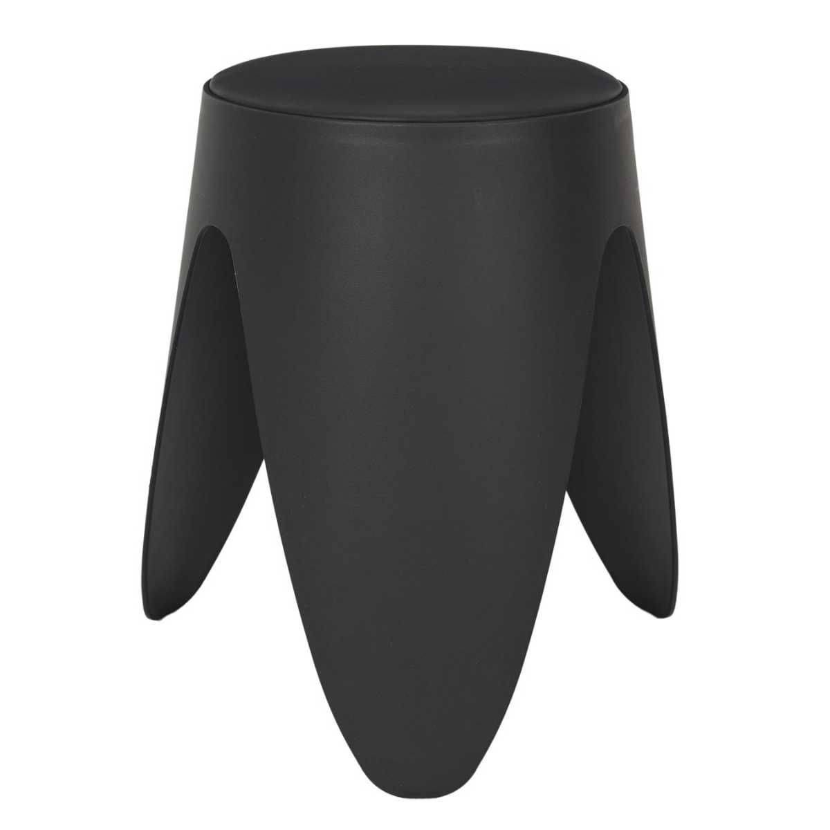 Tabouret Noir Tulipe en Polypropylène Empilable Ø46 cm - QARIS - Image 1