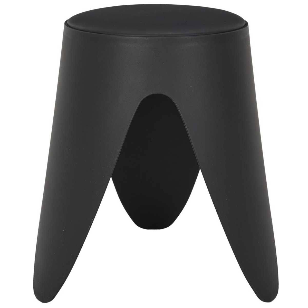 Tabouret Noir Tulipe en Polypropylène Empilable Ø46 cm - QARIS - Image 3