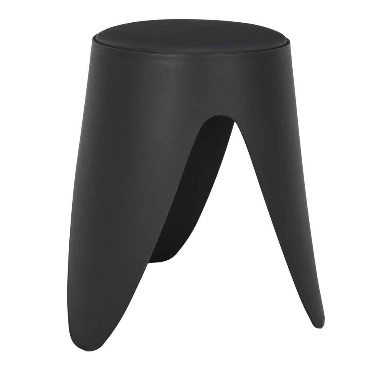 Tabouret Noir Tulipe en Polypropylène Empilable Ø46 cm - QARIS - Image 6