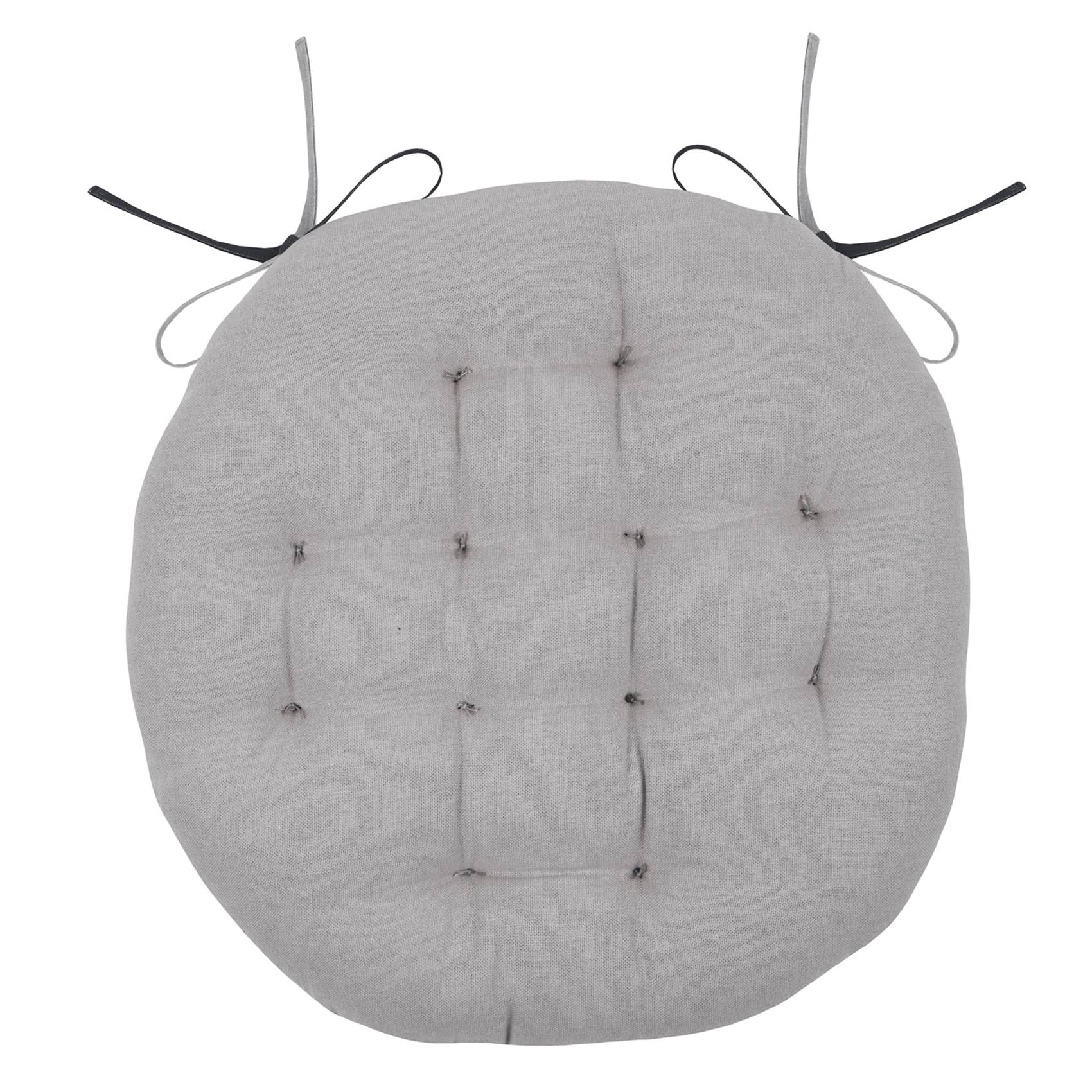 Lovely Casa - Galette de chaise ronde et bicolore - LOVELY CASA - Coton - Gris anthracite - Image 2