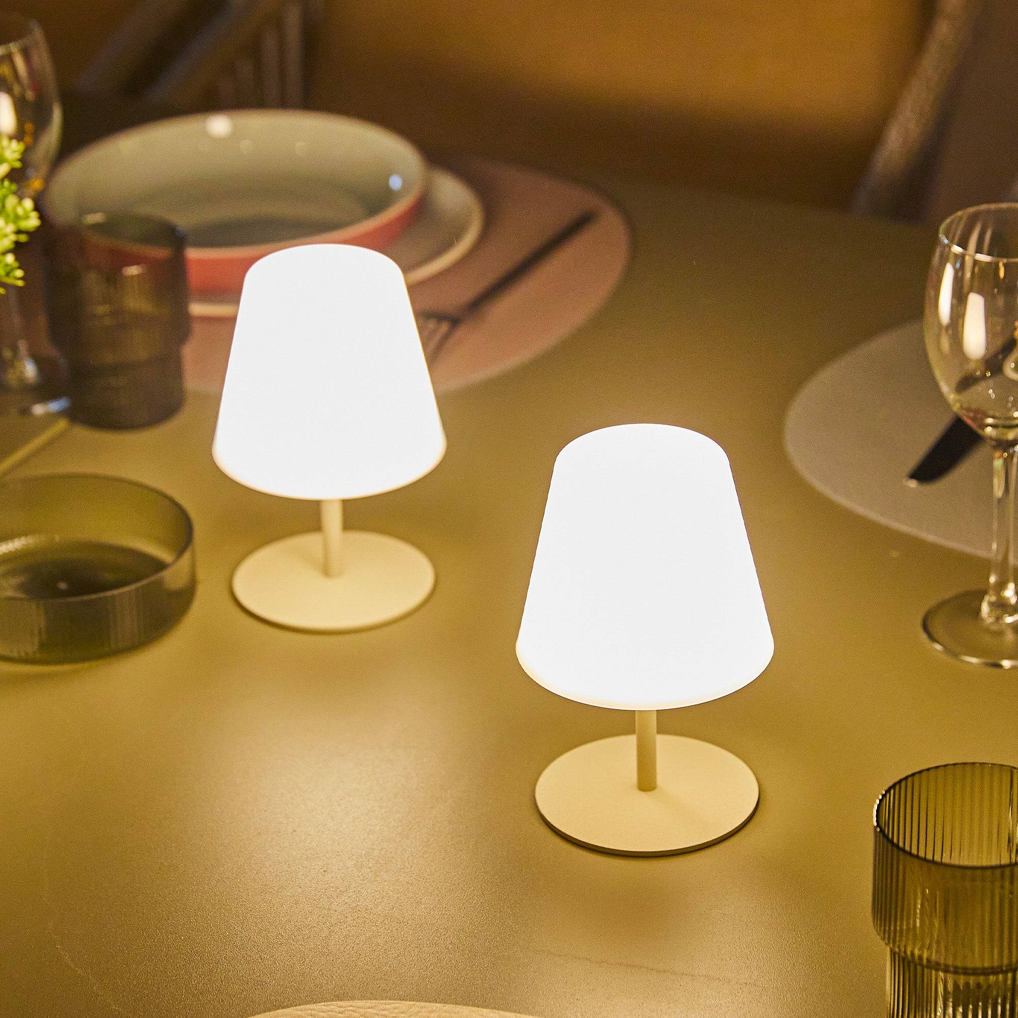 Lumisky - 2 Lampes de table sans fil TWINS Sable H16cm - Imagen 3