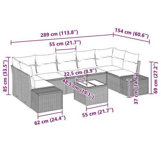ComfortXL - Salon de jardin modulable 8 éléments en polyrotin résistant pour balcon et terrasse Noir – ComfortXL Outdoor Living - Image 9