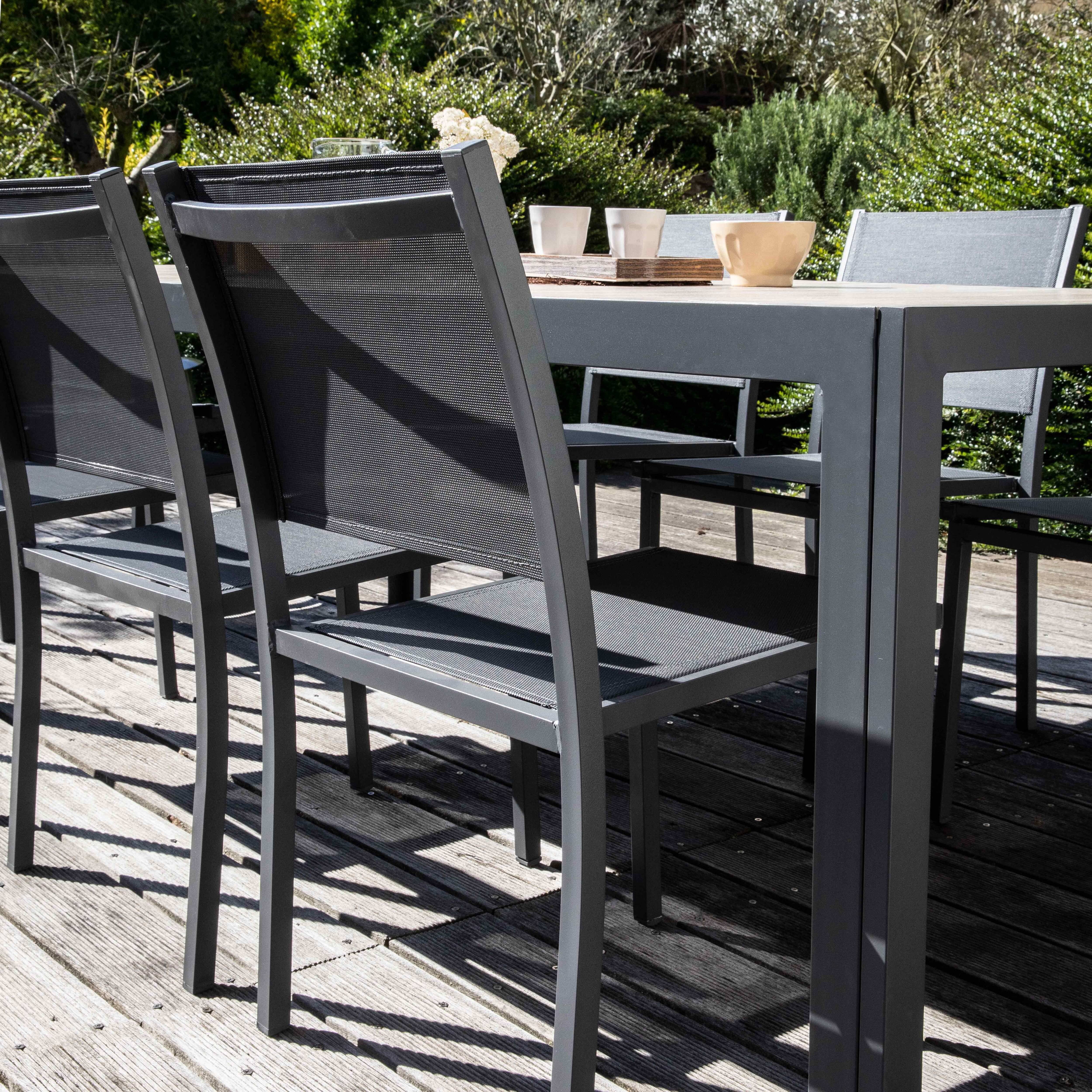 Oviala - Lot de 2 chaises de jardin aluminium et textilène gris Nice - Oviala - Imagen 4