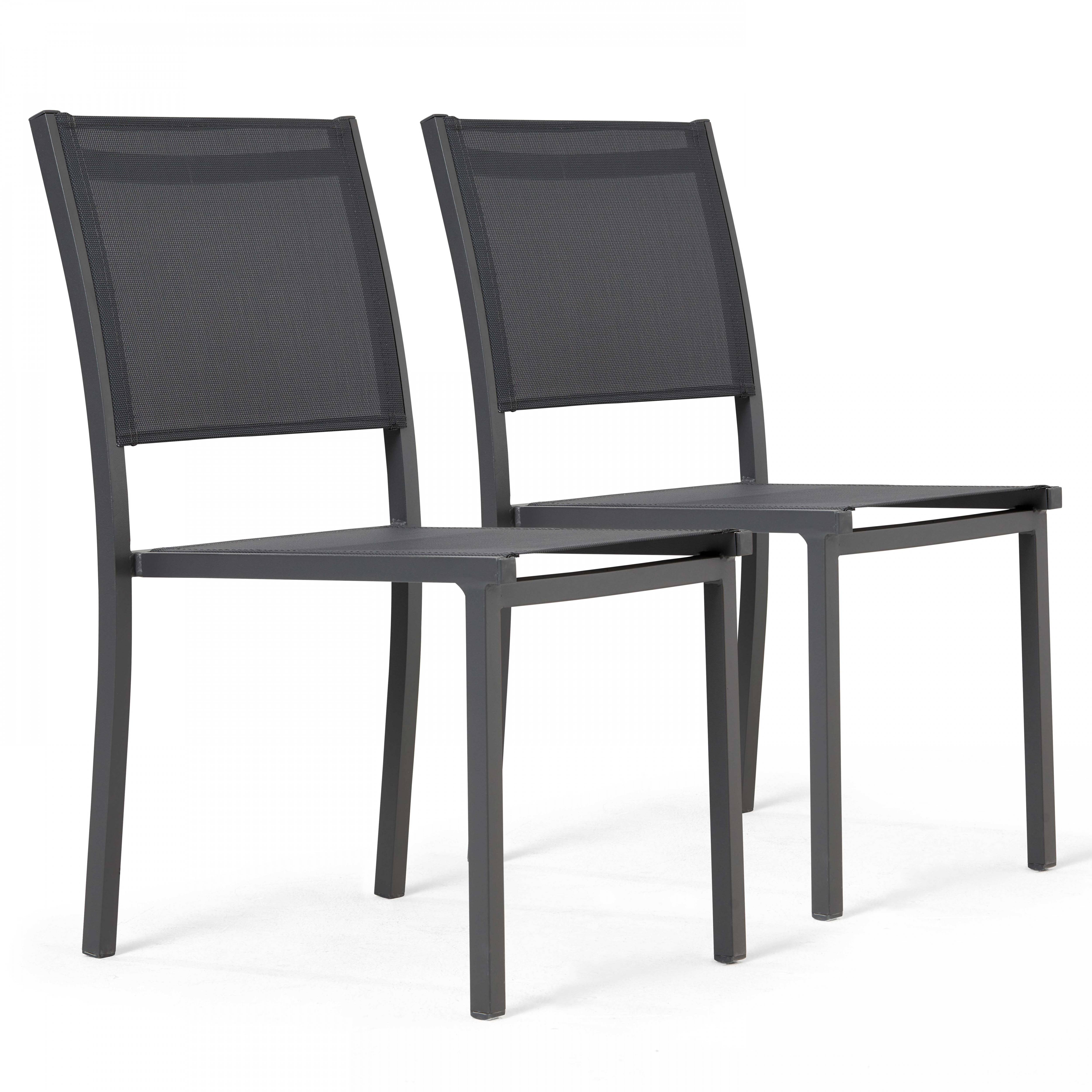 Oviala - Lot de 2 chaises de jardin aluminium et textilène gris Nice - Oviala - Imagen 1
