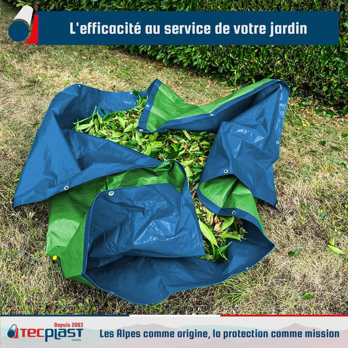 Bâche Jardin 5x8 m SR150JD Bleue et Verte - Haute Qualité - Bâche d'extérieur imperméable avec oeillets TECPLAST - Image 2