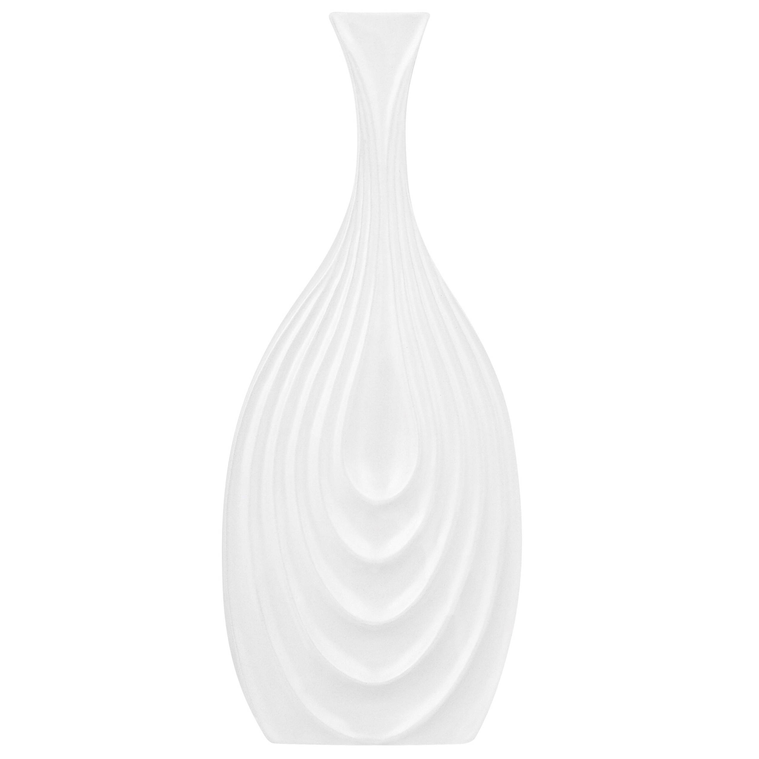 Beliani - Vase décoratif Céramique Blanc THAPSUS - 16x4x39- Beliani - Image 2