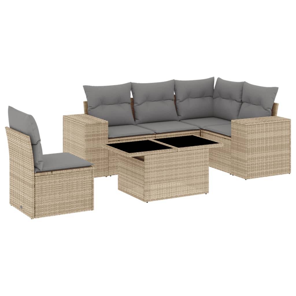 ComfortXL - Salon de Jardin 6 Places Polyrotin Modulable avec Table Hauteur Réglable pour Repas Beige – ComfortXL Outdoor Living - Image 2