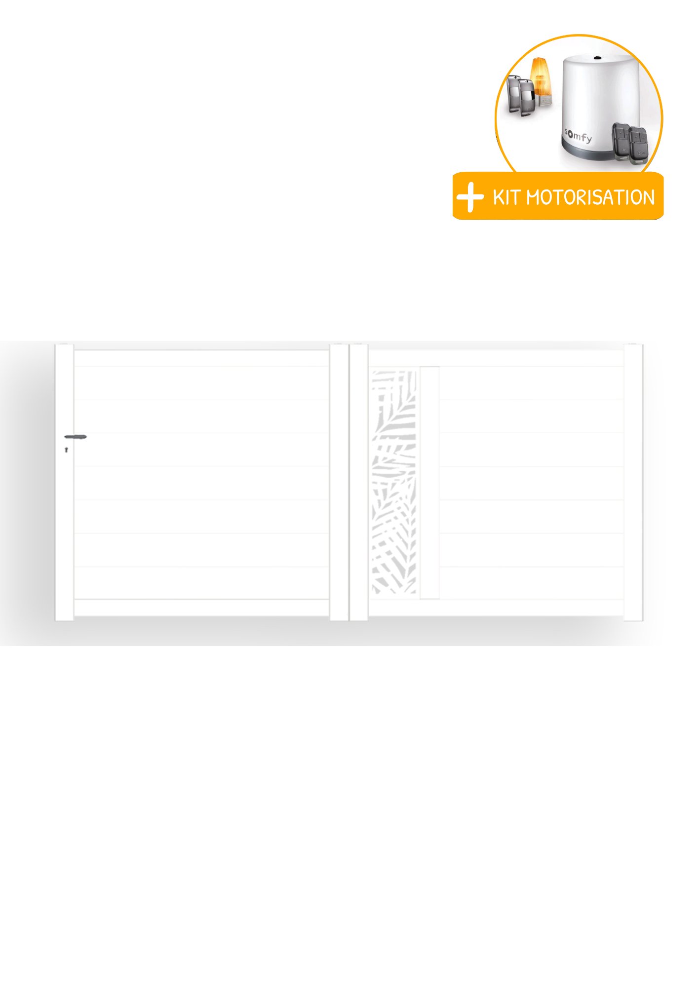Portail Packit - Portail alu coulissant découpe laser en kit +MOT dim. L.3500 (entre piliers) X H.1500 mm  Blanc (RAL 9010)