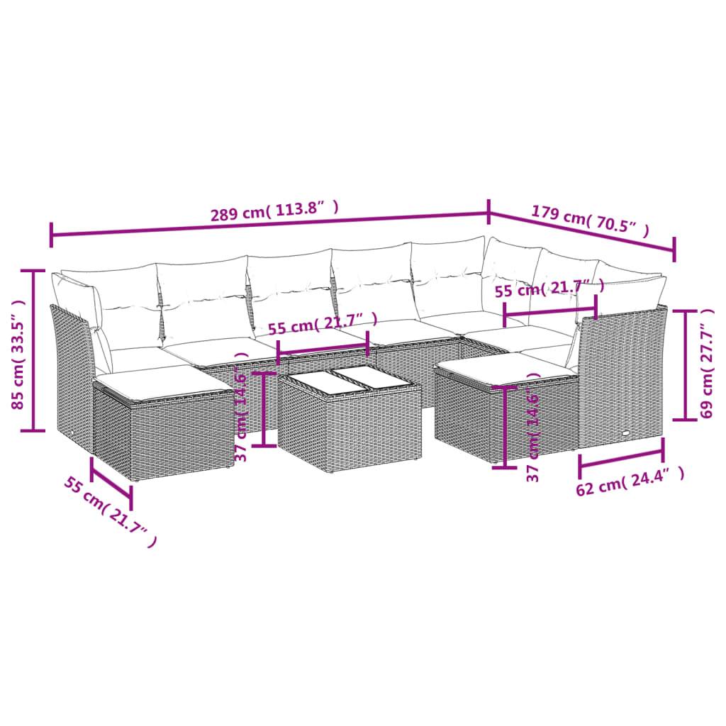 Salon de Jardin Poly Rotin Modulable 10 Pièces avec Table et Poufs pour Patio Marron Coussins Crème – ComfortXL Outdoor Living - Image 3
