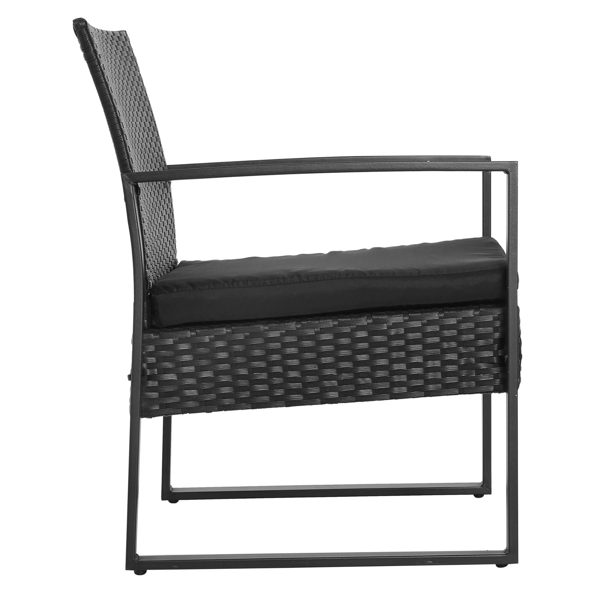 Outsunny - Salon de jardin 2 places 3 pièces 2 chaises avec coussins + table basse plateau verre trempé résine tressée 4 fils imitation rotin noir - Outsunny - Imagen 8