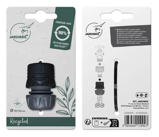Jardibric - Raccord Automatique Recyclé Jardibric Raccord Rapide Ø15 Connecteur Écologique Assemblage Facile Système Irrigation Durable - Image 2