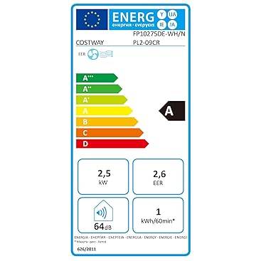 COSTWAY Climatiseur Mobile 9000BTU Déshumidification Ventilateur Veille Intelligent Minuterie 24h, Filtre à Air Lavable Télécommande - Image 4