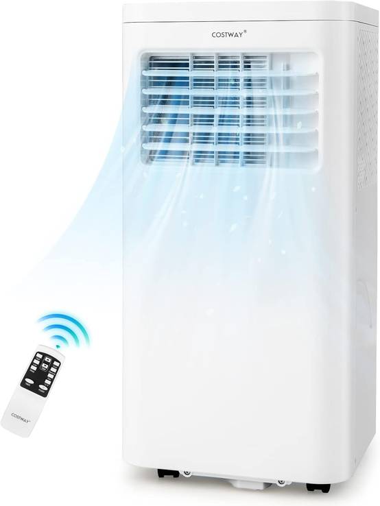 COSTWAY Climatiseur Mobile 9000BTU Déshumidification Ventilateur Veille Intelligent Minuterie 24h, Filtre à Air Lavable Télécommande - Image 1
