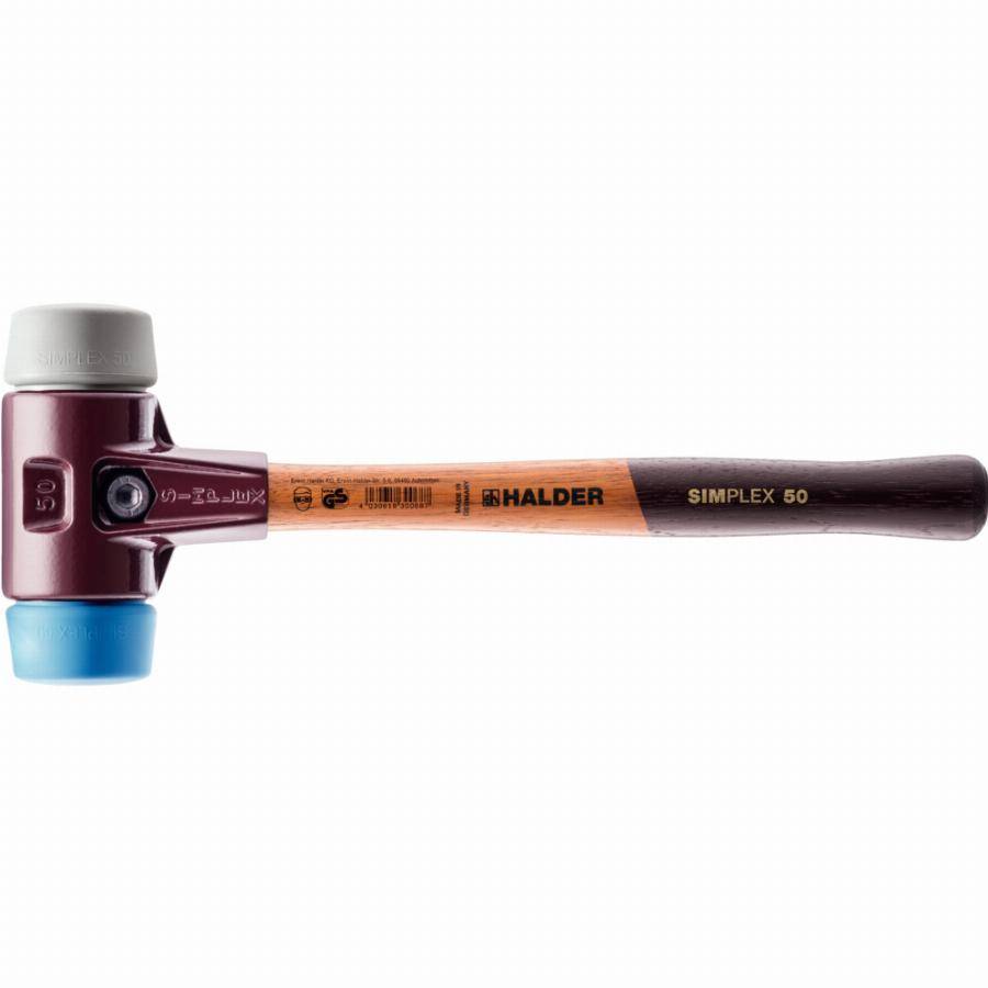 Maillet HALDER SIMPLEX TPE souple / caoutchouc chargé avec boîtier en fonte malléable et manche en bois - D=40 mm - 3013.040